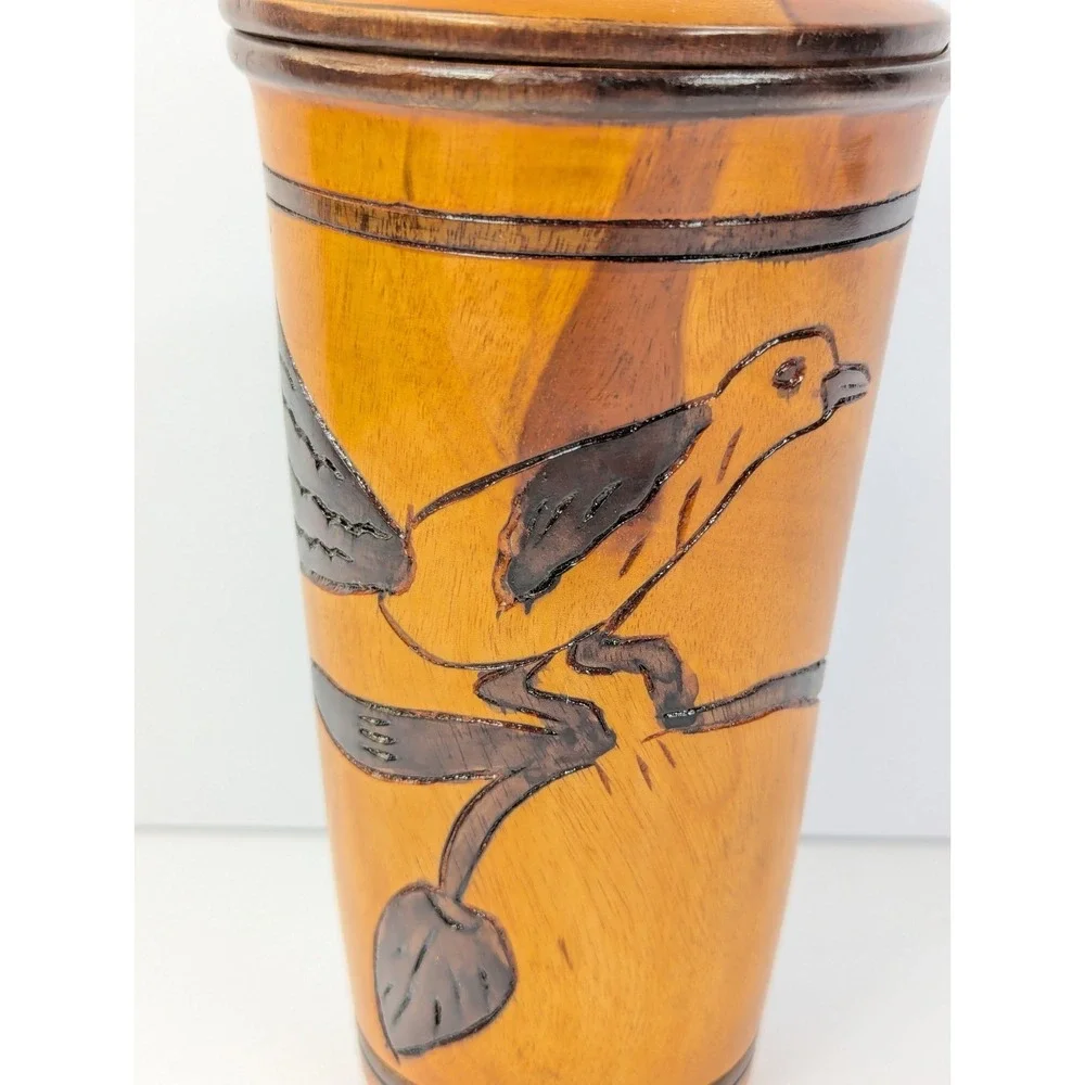 Turned Wood Canister Container with‎ Lid Handmade 8